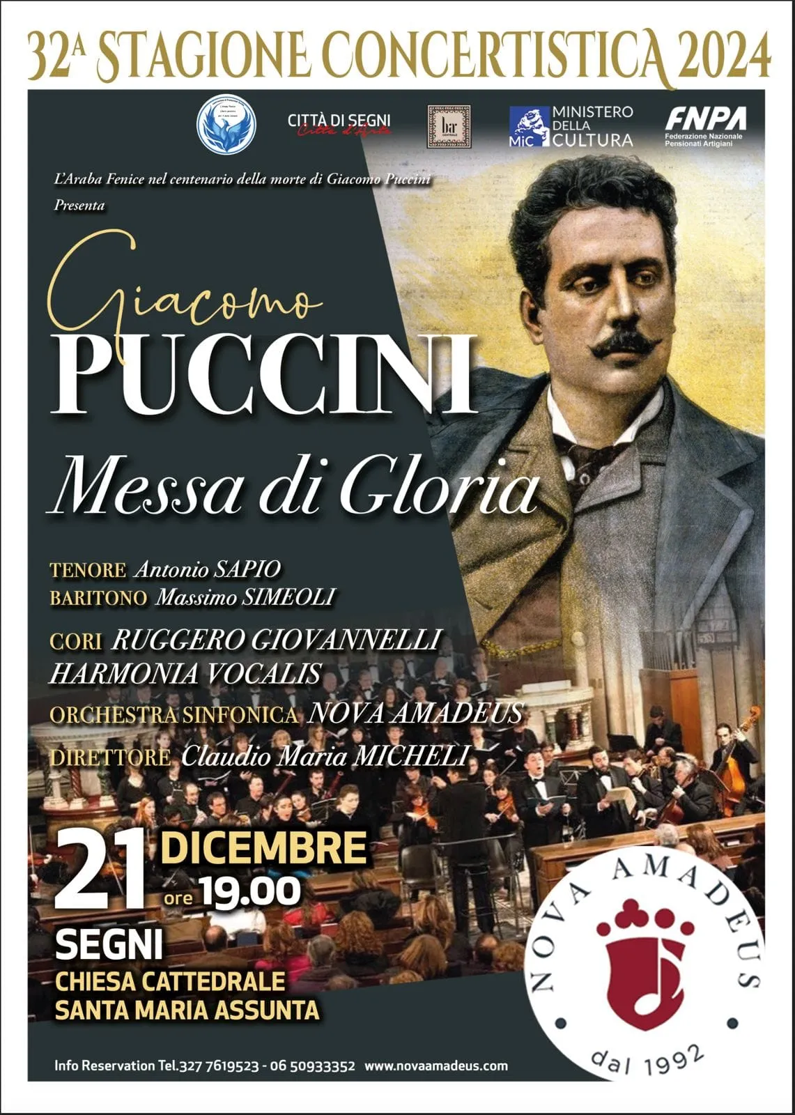 Poster: Puccini, Messa di Gloria, saturday 21 December 2024, Segni