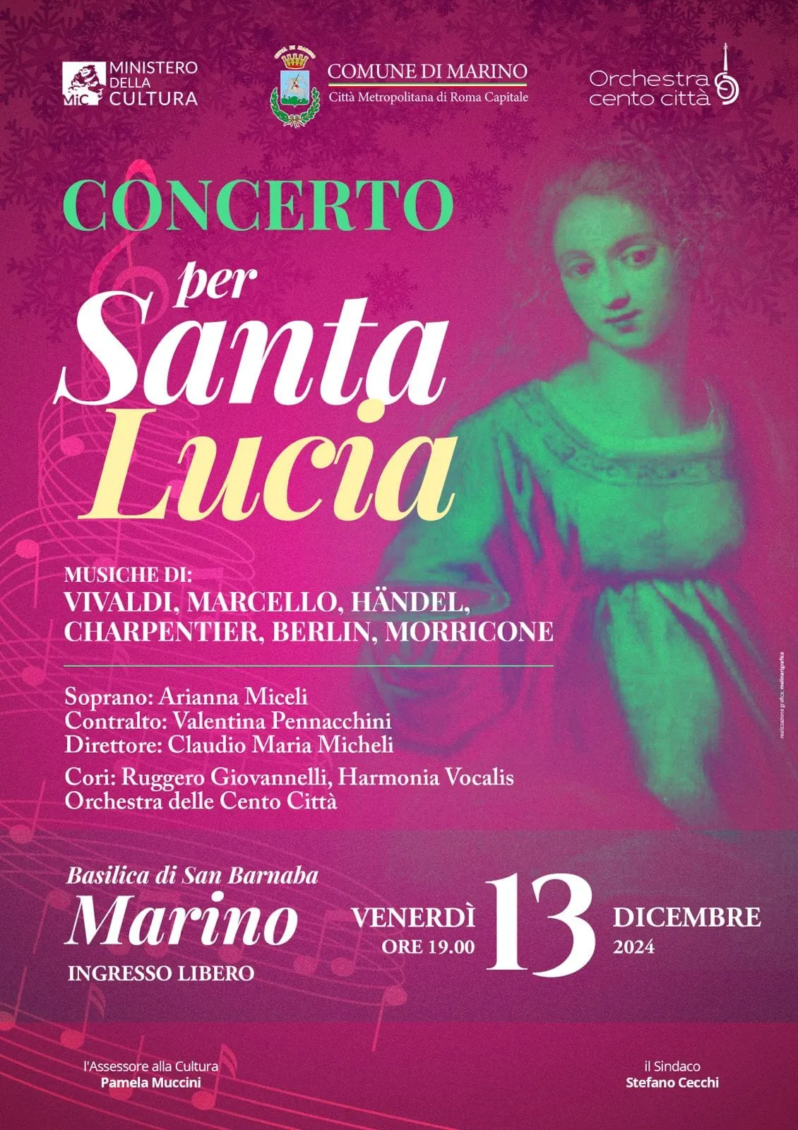 Poster: Concert for Saint Lucy, friday 13 December 2024, Marino
