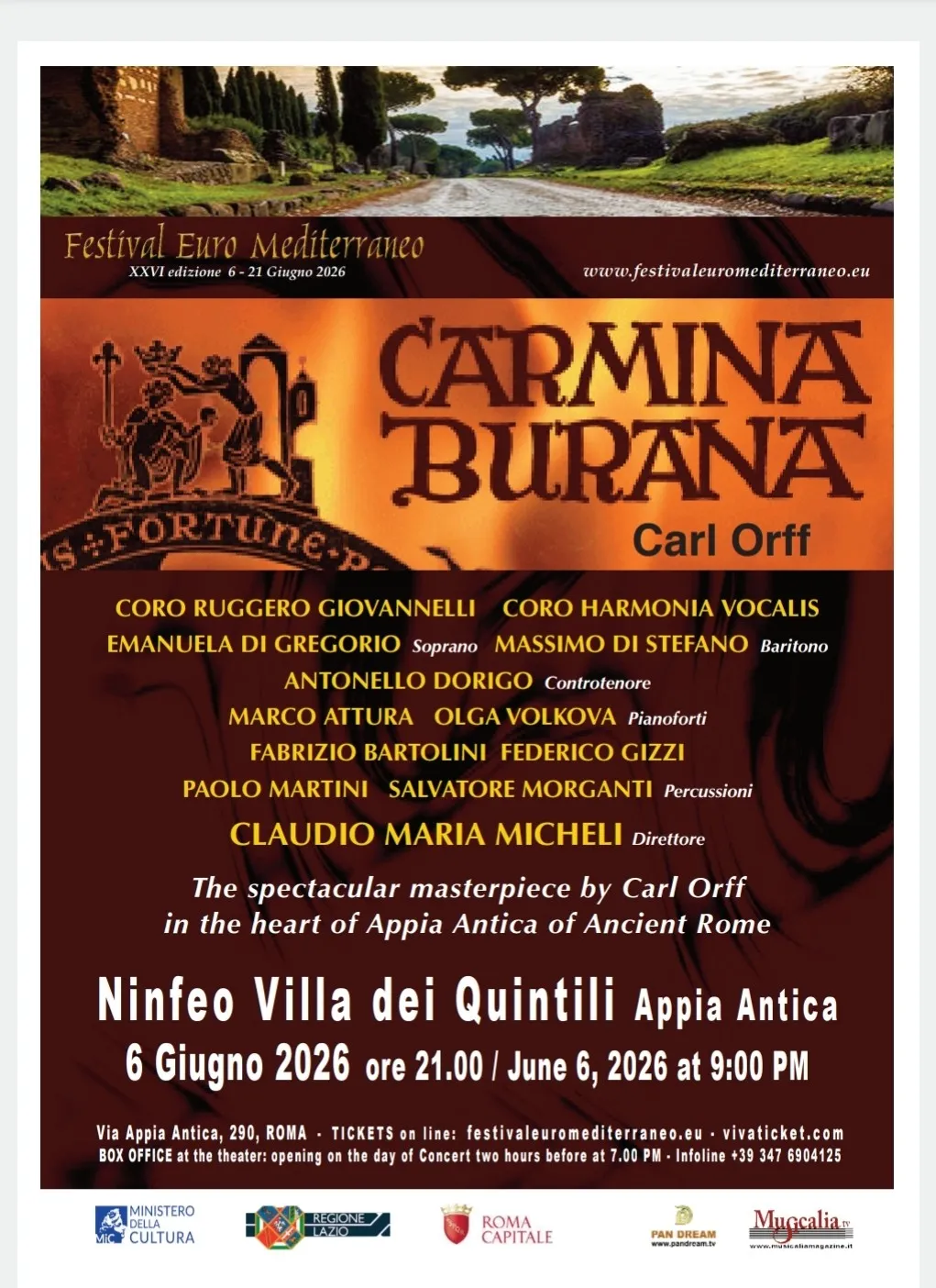 Locandina: Orff, Carmina Burana, sabato 6 giugno 2026, Roma