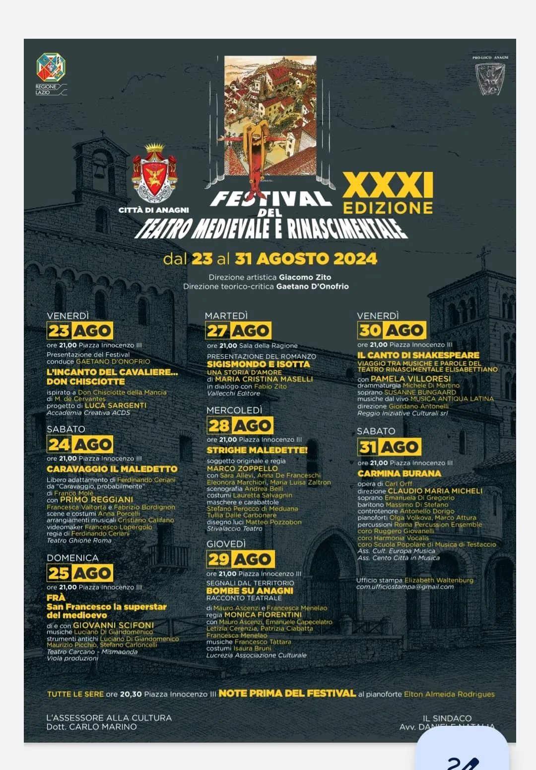 Locandina: Orff, Carmina Burana, sabato 31 agosto 2024, Anagni