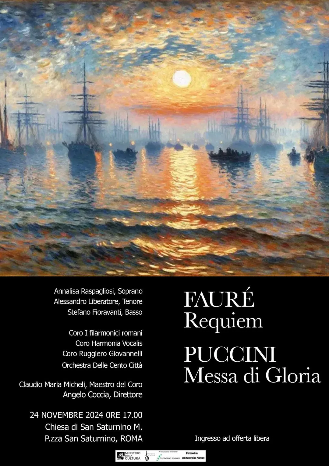 Poster: Fauré, Requiem, sunday 24 November 2024, Rome