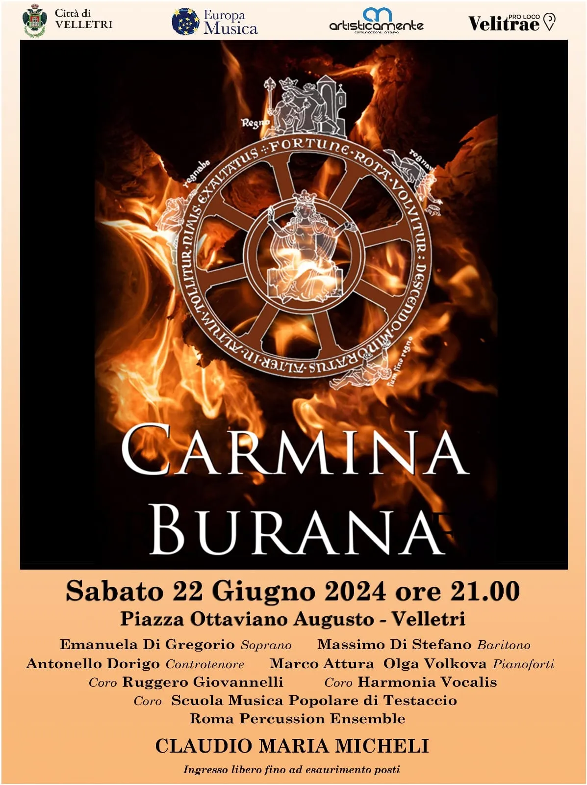 Poster: Orff, Carmina Burana, saturday 22 June 2024, Velletri